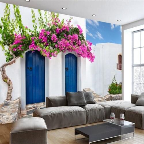 Beibehang Custom 3d wallpaper romantic warm Greek Santorini love sea wallpaper living room sofa TV background wall
