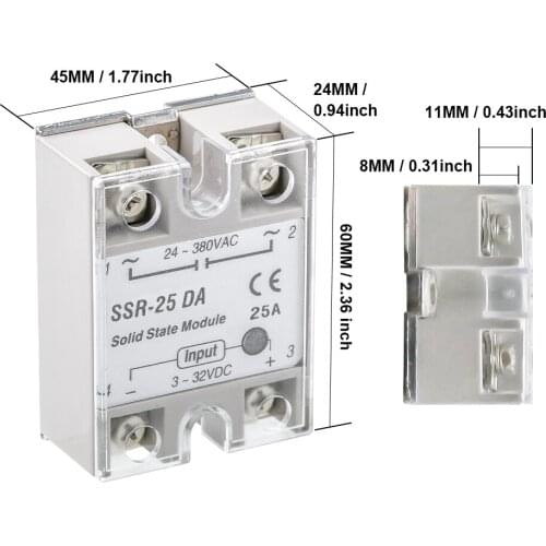 5PCS/Lo SSR-10DA SSR-25DA SSR-40DA 10A 25A 40A Solid State Relay Module 3-32V Input DC 24-380V AC Output High Quality
