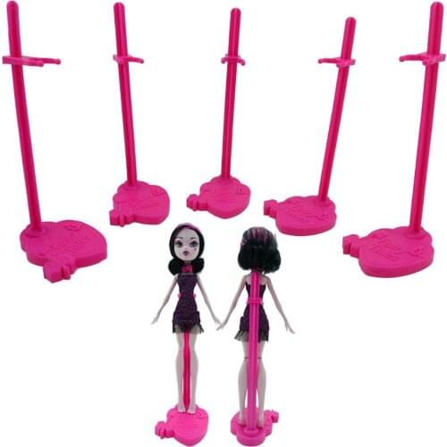 5 Pcs Dolls Stand Display Holder Pink Toy Model Accessories for Monster High Doll for Ever After High Dollhouse Girl Kids Toy