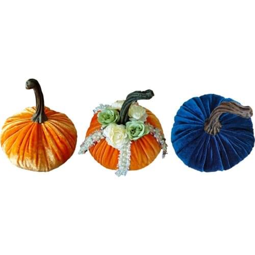 Handmade Velvet Pumpkins Decor Soft Stuffed Pumpkin Exquisite Artificial Pumpkin Simulated Cute Pumpkins Halloween Pumpkin Decor