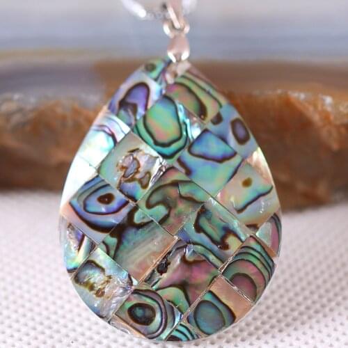 Free Shipping Fit Making Necklace Earrings Natural Blue Bead New Zealand Abalone Shell Pendant 1Pcs with Chain 18inches K092