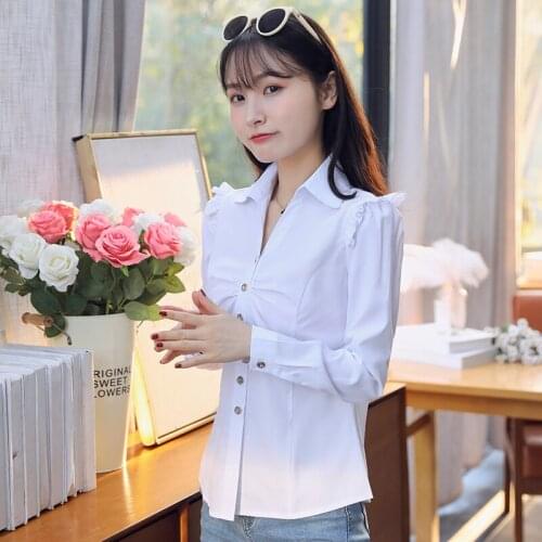 New White Shirt Women Blouse Long Sleeve Slim Work Blouse Plus Size 5XL Shirts Womens Office Casual Blouses Fashion Formal Tops