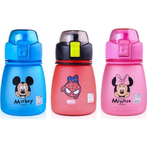 390mL Disney Mickey Mouse Cartoon Water Cup Straight Drink Pudding Bottle Potable Baby Kettle Girl Boy School Drinkware Mug Gift