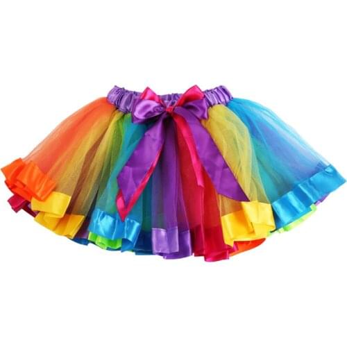 Infant Clothing New Kids Handmade Colorful Tutu Skirt Girls Rainbow Tulle Tutu Mini Dress 0-8Y Newborn Baby Girl Clothes