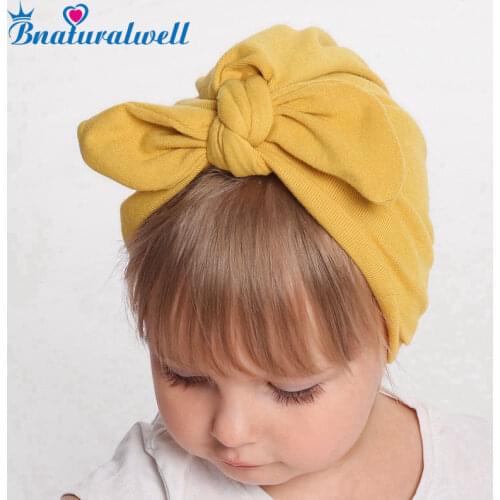 Baby turban hat Newborn bow knot headwrap Child Winter warm cap Cotton beanies Kids Turban head wrap Messy bow Beanie H152D