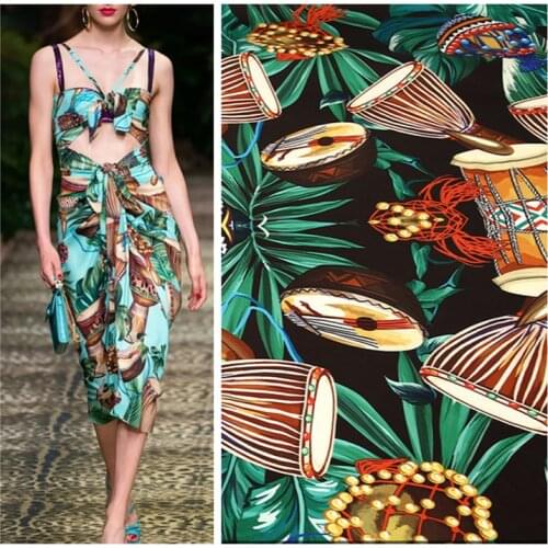 Factory custom printed stretch satin spring and summer soft fashion shirt polyester DIY clothing fabric cloth for dress sewing