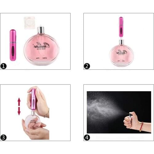 Perfume Bottles Atomizer Spray Container 5 ml Mini Refillable Portable Plastic Aluminum Spray Bottle for Traveling Empty Filling
