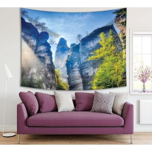 Tapestry Mountain Cliffs Natural Skyscraper Skyline Landscape Summer Wild Nature Green Blue