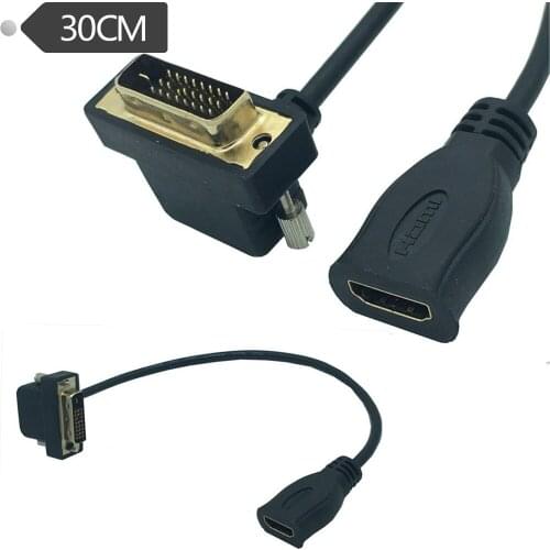 High Speed HDMI Female to DVI 24+1 Male 90° angle Cable 0.3m
