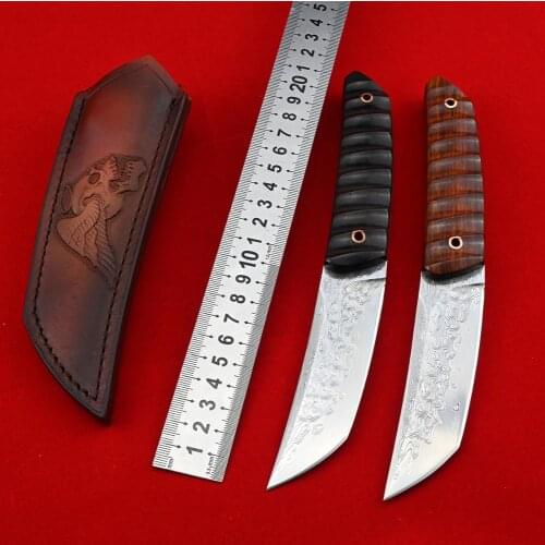 Pocket Knife VG10 Damascus Steel Fixed Blade Wooden Handle Outdoor Knives Survival and CS GO Tactical Self Defense Knife Utility