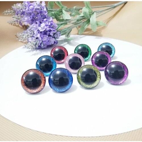 40pcs/lot 13mm--28mm round clear toy safety eyes + glitter fabric + hard washers for diy doll--size color option