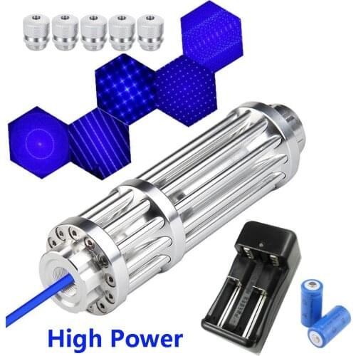 High-power blue laser pointer flashlight 450nm most powerful laser sight adjustable focus laser burning match/cigar/candle