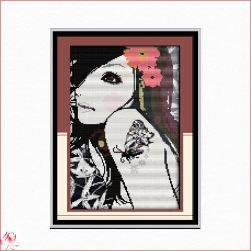 Artistic Beauty Printed Cross Stitch Kits Counted Canvas Embroidery Sets 11CT 14CT DIY Handmade Needlework Home Deco Crafts