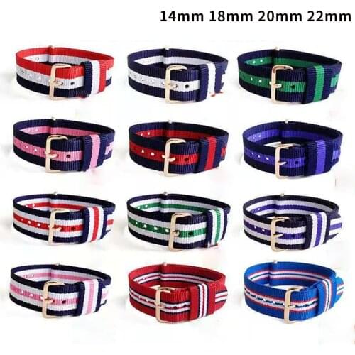 Neway Watchband for dw Nylon Watch Band 14/22/18/20mm Rose Gold Bracelet Buckle Band for daniel wellington watch Strap men women