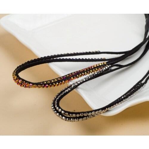 New freeshipping fashion chic vintage double suede leather gems rockability punk sparkly headband boho style hair accessories