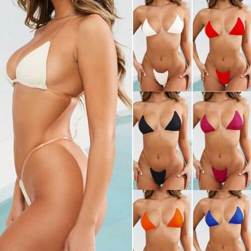 New Women Sexy Micro Bikini Set Thong Bikini Swimwear Transparent Strapes Bathing Swimwear Suit Ladies Swim Biquini 8 Colors