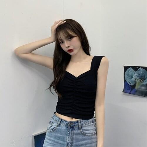 Pleated Sling Sleeveless Sleeveless Knit Vest 2020