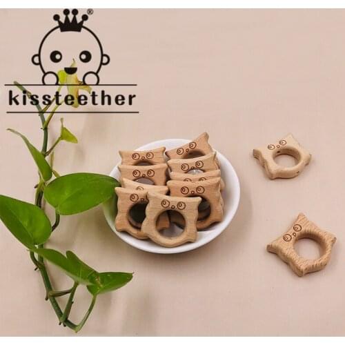 Kissteether Animal Beads 20pcs Food Grade Wood Bead Beech Wooden Clouds DIY Teething Nursing Mom Necklace jewelry Making Teether