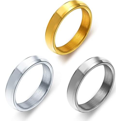 Simple Classic Gold Silver Color Metal Wedding Rings for Women Men Couples Lovers Personality Engagement Rings Fashion Jewelry