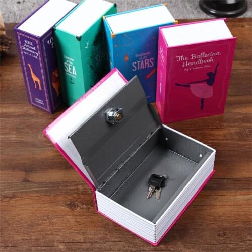 Size S 4/Color Hidden Box Security Lock Key Lock Strongbox Steel Simulation Book New Fashion Design 118*115*55mm