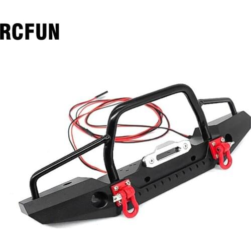 RCFUN Metal Front Bumper with Led Lights for 1/10 RC Crawler Axial SCX10 90046 SCX10 III AXI03007 TRAXXAS TRX-4