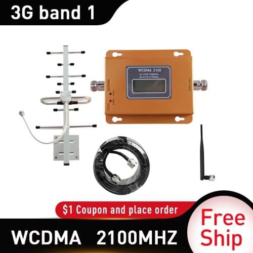 Band 1 3G WCDMA Signal Booster Gain 65dB 3G UMTS 2100 Mobile Cellular Signal Repeater Amplifier 3G Amplifi Antenna whip antenna