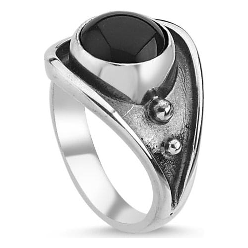 Silverlina Silver Onyx Stone Handwork Ring