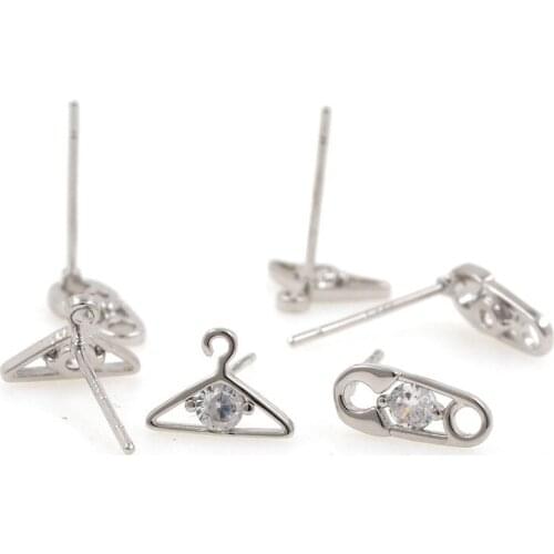 Cubic Zirconia Pin Earrings, Hanger Earrings, Safety Pin Earrings, Fashion Accessories, DIY Jewelry Accessories