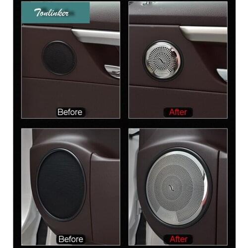 Tonlinker 2-4 PCS Car Styling DIY Stainless steel The door Speaker Light circle Cover Case Stickers for Lexus RX200t 450h 2016