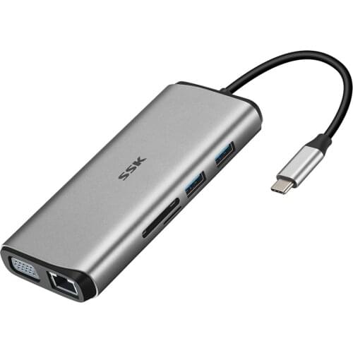 SSK 11 in 1 USB Type C HUB, Multiport USB Adapter Laptop Docking Station Dongle with 4KHDMI for MacBook/Pro/Air/iMac/iPad Pro/XP