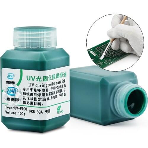 100g Green Oil UV Solder Mask Ink Prevent Corrosive Arcing Solder Paste Flux for PCB SMD Circuit Board Solder Welding Fluxes