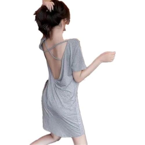 AECU Women Nightdress Sleepshirts Spaghetti Strap Sleepwear Plue Size Ladies Lingerie Nightgowns Female Underwear Dresses