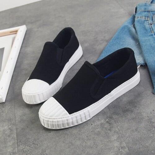 Canvas Shoes Woman Loafers Flats Black White Shoes Women New Arrival Light-weight Slip on Casual Shoes for Women Fashion Flats