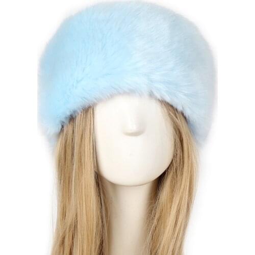 Winter Keep warm Fur Hat For Women Natural Thicken Fluffy Fur Hat Headband Russian Thick Warm Ears Bomber Hat Faux Fur Caps