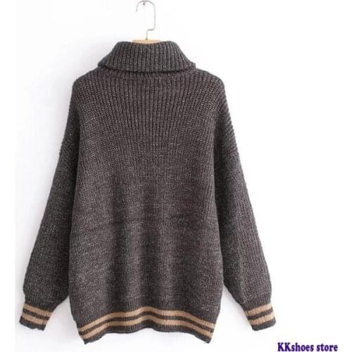 2020 Winter Candy Color Oversized Turtleneck Sweater Hot Pink Mustard Color Loose Knitted Jersey