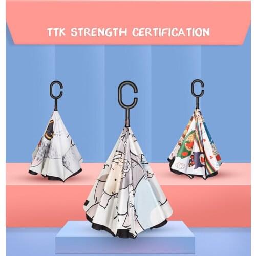 Long Handle Reverse Umbrella Women Cartoon Rain Sun Inverted Windproof Umbrella Parasol Men Cute Parasol Ombrello Gift Ideas Y6S
