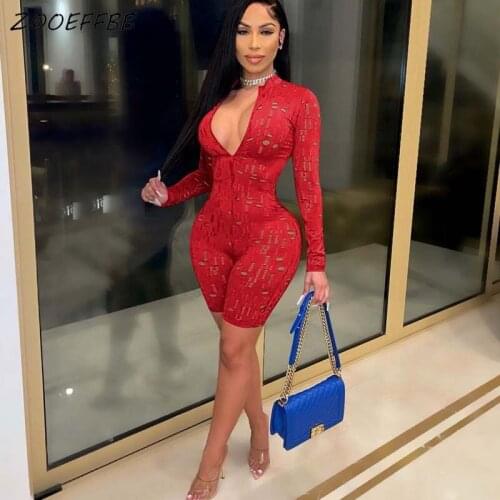 ZOOEFFBB Sexy Hole Bodycon Shorts Jumpsuit for Women Summer Trendy Clothes One Piece Playsuit Rompers Sexy Club Birthday Outfits