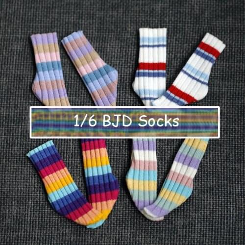 1 Pair Cute Rainbow Socks for 1/6 BJD Doll YOSD Dolls Clothes Accessories Toy