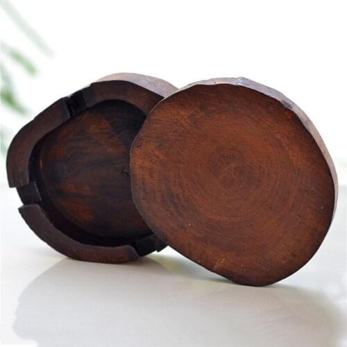 1PC Wooden Ashtray Round Cigarette Tray Featured Ashtray With Lid Tea Room Living Room Garden Antique Decoration