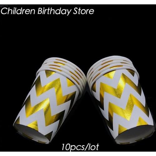 10pcs/lot Gold Foil Chevron disposable cups V shape birthday party decorations Gold Chevron theme disposable paper cups