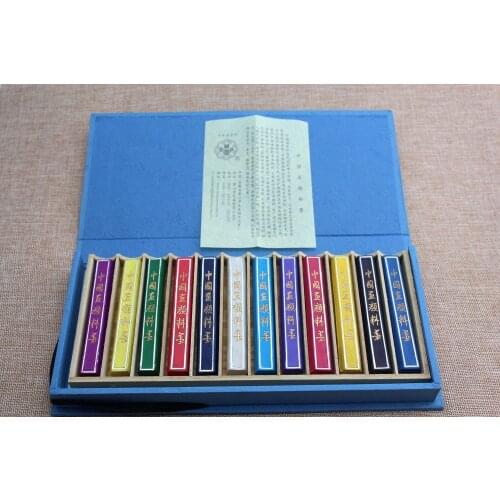 12pc Chinese Brush Painting Ink Stick HuiMo Hukaiwen 12 Color Pigment Inkstick