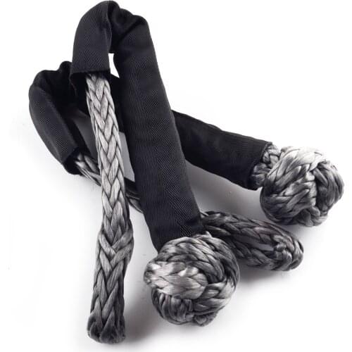 2Pcs 1/2" Car Black Soft Shackle Recovery Synthetic Rope Strap 55000lbs Breaking Strength Fit for Universal