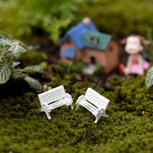 2pcs Fairy Garden Ornament Decorations Resin Crafts Bonsai Figurines Micro Landscape Mini Garden Accessories Mini White Chair