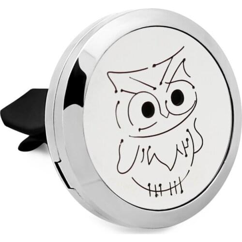 316L stainless steel magnetic Owl lockets 30mm aromatherapy necklace Car essential oil diffuser locket necklace