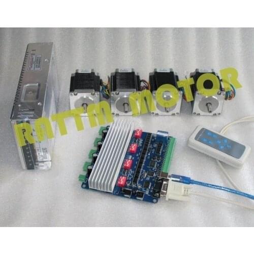 4 Axis USBCNC NEMA23 stepper motor 270oz-in 3A 76mm Dual shaft & 4 Axis USB CNC TB6560 USBCNC Driver board CNC Controller kit