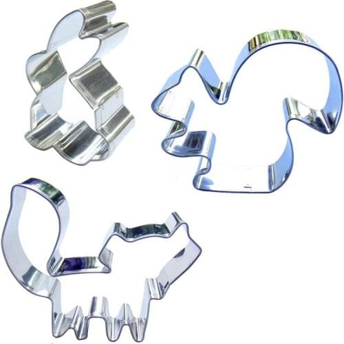 Little white Rabbit,Squirrel, Fox Shaped 3 piece biscuit cutting molds, baking tools, cake decorating soft candy tools