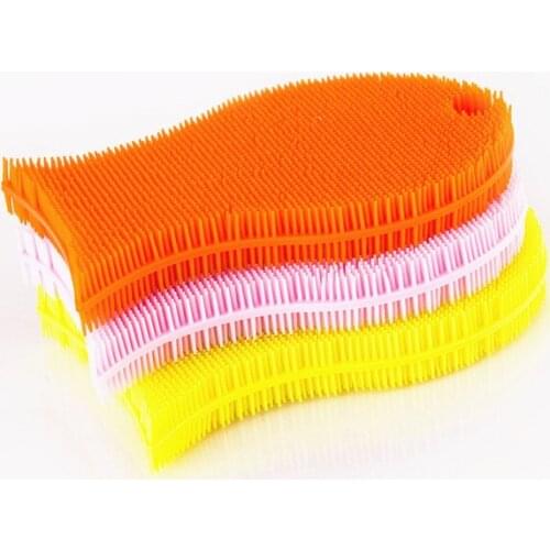 Free shipping Fish Shape Silicone BrushsTableware Fruit Vegetable Brush For Home Kitchen Supplies