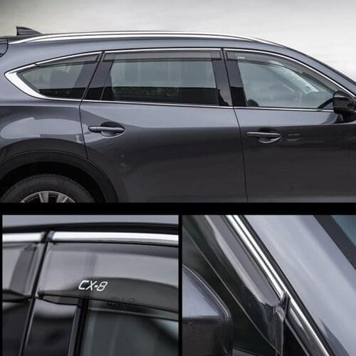 CEYUSOT For Mazda CX-8 Window Visor 6 Pcs/set Window Side Waterproof Decoration Shield Exterior Accessories Mazda CX8 2017 2018