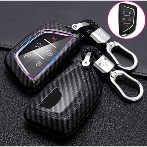 ABS Carbon Fiber Pattern Car Remote Key Case Cover For Cadillac XT4 XT5 XT6 CT5 2019 2020 Smart Key Protection Shell Holder Fob