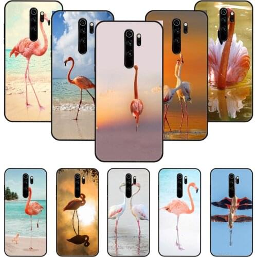 Phone Case For Xiaomi Redmi Note 8 8T 7 7A 9 9S 8A 4 5 Pro Black Cover Coque Luxury Prime 3D Pink White Bird Cute Flamingo
